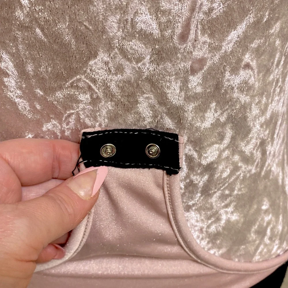 Light Pink Velvet Velour Body Suit - Picture 11 of 16